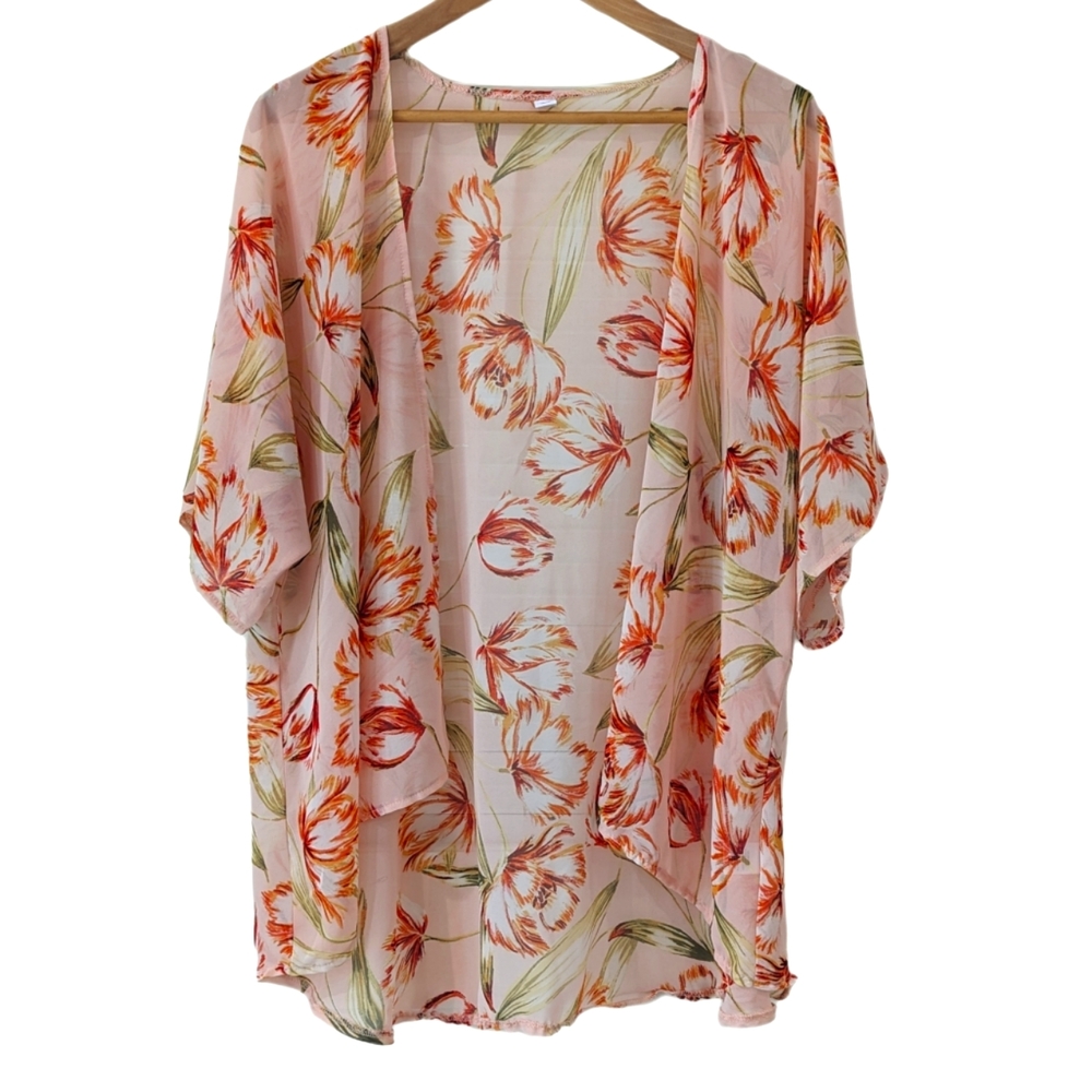 🎉 HOST PICK Tropical Floral Print Kimono Pink OS